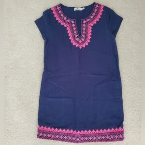 Vineyard Vines Island Embroidered Tunic Dress Mini Navy Pink sz4